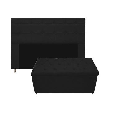 Imagem de Cabeceira e Calçadeira Baú Mel 195 Cm King Size Preto