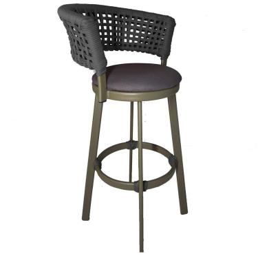 Imagem de Banqueta Somália Em Alumínio E Corda Náutica Jardim, Varanda Prata