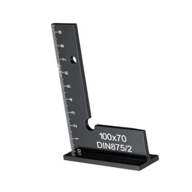 Imagem de Ioensy Esquadro de carpinteiro, para marcenaria, com escala, régua em L de liga de alumínio, régua de ângulo reto para engenheiro e maquinista, 100x70mm