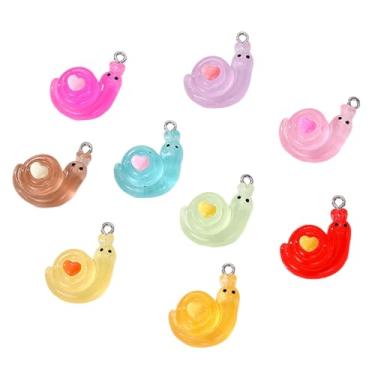 Imagem de ARTISAMILY 20 pingentes de caracol charmosos pingentes de caracol chaveiro berloques coloridos colar de resina pingentes adorável enfeite de pendurar 25 x 20 mm para artesanato faça você mesmo joias