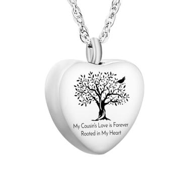 Imagem de Colar de urna de coração para cinzas Your Love is Forever Rooted in My Heart joia memorial de cremação pingente de lembrança para presente de simpatia por perda, Aço inoxidável, Sem Pedra Preciosa
