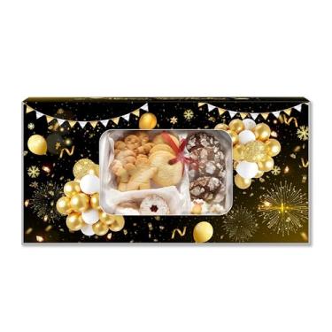 Imagem de Pacote com 12 caixas de lembrancinhas de festa de feliz aniversário com janela, caixas douradas pretas para doces biscoitos lembrancinhas de festa, caixas de presente para aniversário, casamento, chá