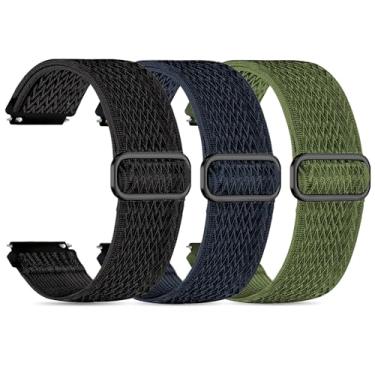 Imagem de Tovimall Pacote com 3 pulseiras inteligentes ID208 Plus para smartwatch Fitpolo/Quican/Aeac/Tensky ID208 Plus, pulseira de reposição de nylon elástico de 22 mm, pulseiras ajustáveis para homens e