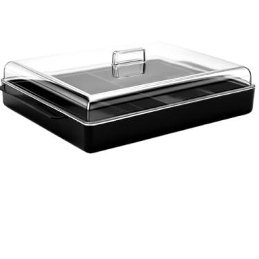 Imagem de Porta Frios Duplo Com Tampa Resistente Pote Organizador Para Geladeira Com Divisória Bonito E Prático Presunto E Queijo (PORTA FRIOS PRETO)