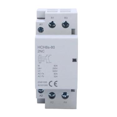 Imagem de XUHBEQQD Contator HCH8s-80 AC DC Contator automático doméstico trilho tipo 50Hz/60Hz 2P 80A 1NO1NC AC110V