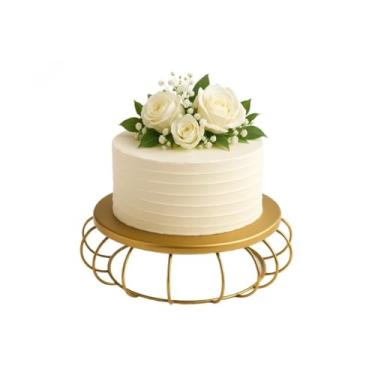 Imagem de Suporte para Bolo Decorativo de Metal Dourado 30cm x 12cm ideal para festas, aniversários, eventos temáticos visual luxuoso e integração elegante com decorações