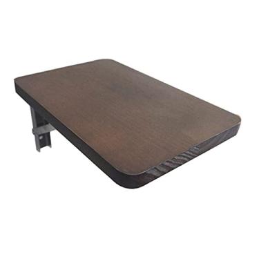Imagem de Mesa de parede simples flutuante dobrável madeira de pinho para estudo, quarto, banheiro ou varanda (40 x 50 cm/6,2 x 19,6 polegadas, cor nogueira)