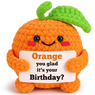 Imagem de FEFAMM Mini Funny Birthday Gifts for Women Men, Unique Handmade Crochet Orange for Friends Coworkers Mom Dad Nana Papa Sister Brother Family Cute Happy Birthday Gifts Keepsake for Him Her