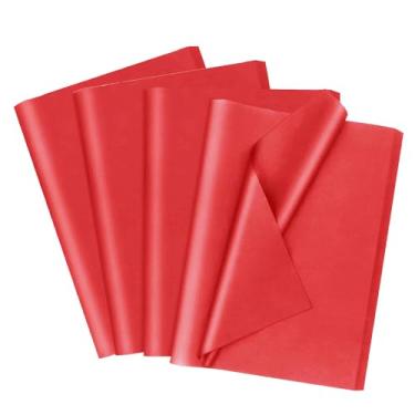 Imagem de Papel de seda vermelho para sacos de presente 76 x 50 cm - 100 folhas de papel de embrulho para aniversário, festa a granel, presente de feriado para decorações de cestas