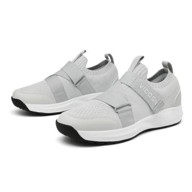 Imagem de Vicogn Tênis de ciclismo masculino feminino compatível com sistema de pedal SPD, tênis de bicicleta para caminhada ao ar livre com chuteiras SPD incluídas, Cinza, 9.5 Women/8 Men