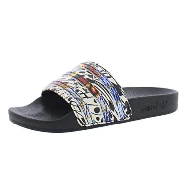Imagem de adidas Sapatos femininos Adilette tamanho 5, cor: núcleo preto/azul/branco, Core preto/azul/branco, 34