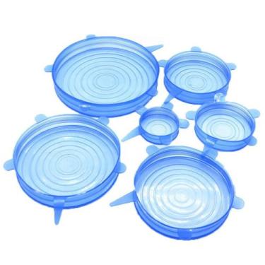 Imagem de Kit 6 Tampas Universal Silicone Panela Fruta Pote Cozinha - Saint