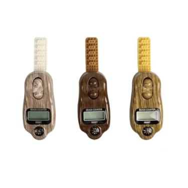 Imagem de Hitopin Contador digital de contas, 3 peças de contadores digitais Tasbih, contador de dedos redefinível, contador digital com bússola, contadores de contas de oração rotativos eletrônicos, para