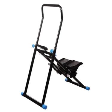 Imagem de Máquina de Escalada Vertical Dobrável com Monitor Digital, Stepper para Exercícios, Estrutura em Aço, Preto com Detalhes Azuis, Equipamento de Ginástica para Uso Residencial