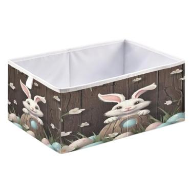 Imagem de ATTX Organizador de armário grande de coelho fofo de Páscoa - Caixas de armazenamento dobráveis para roupas, brinquedos, livros | Caixas de armazenamento organizadoras de prateleiras dobráveis #501