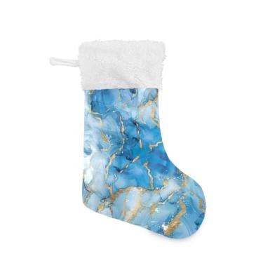 Imagem de GakkiGii Pacote com 2 meias de Natal de mármore limpas, decoração grande para pendurar na parede da árvore da lareira, 45 x 31 cm