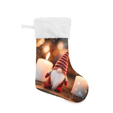 Imagem de GakkiGii Meia de Natal grande de gnomo, decoração de Natal suspensa para parede de árvore de lareira, 45 x 31 cm