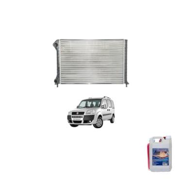 Imagem de Kit Radiador Doblò Com Ar + Aditivo Radiador Radiex R1892 Rosa Pronto Uso + Água Desmineralizada 5L