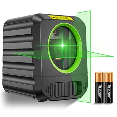 Imagem de Huepar Nível laser de 25 m, automático com linha cruzada de feixe verde, vertical e horizontal, nível laser de alinhamento de 100 pés para pendurar quadros e aplicações