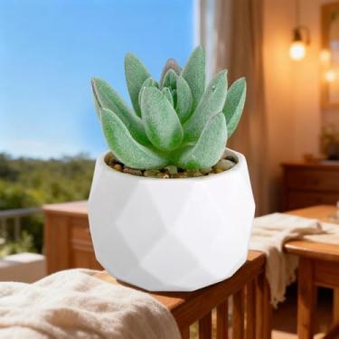 Imagem de Planta suculenta artificial em vaso decorativo, suculenta falsa realista para decoração de casa, escritório e jardim, planta interna de fácil manutenção