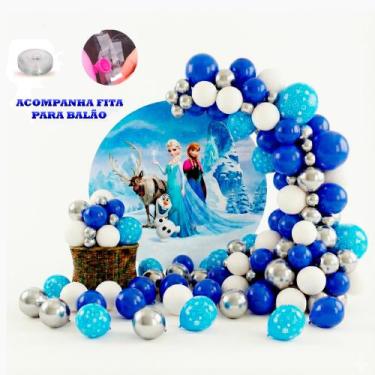 Imagem de Kit 150 Balões Festa Frozen Fita+ Bexigas Aniversários - RIVFESTAS