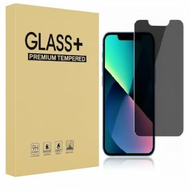 Imagem de 1 pacote para iPhone 13 Mini protetor de tela de privacidade com protetor de lente de câmera, película de proteção de vidro temperado anti-espião dureza 9H, resistente a arranhões, compatível com