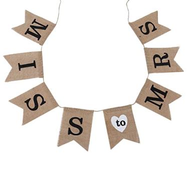 Imagem de Bandeiras suspensas de linho em formato de cauda elegante, bandeira de juta, decoração de festa premium para aniversário, casamento, chá de panela, feito de material ecológico (saudades da senhora)