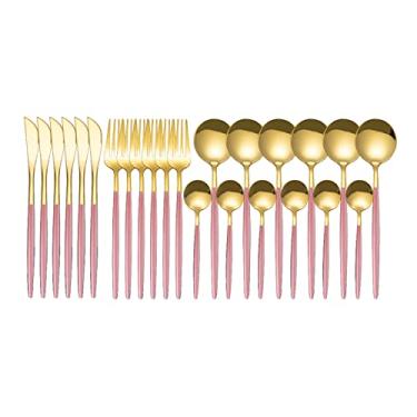 Imagem de Conjunto de Utensílios Aço Inoxidável com 24 Peças para Cozinha Faca Colher Talheres Jantar Estilo Minimalista Prata Alto Resistente Anti-ferrugem Fácil Limpar Amplamente Aplicável Fashion Ótimo Casa