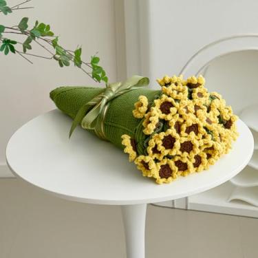 Imagem de Longhui bedding Cobertor de buquê de flores de crochê, cobertor de malha feito à mão com girassol, presente romântico fofo para sua namorada, mãe, dia das mães, dia dos namorados, casamento