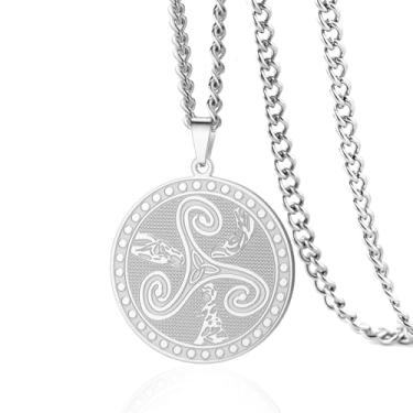 Imagem de VASSAGO Colar de nó celta para mulheres homens deusa da lua tripla celta colar triquetra aço inoxidável irlandês pagão joias wiccanas presente, Adjustable, Aço inoxidável, Sem Pedra Preciosa
