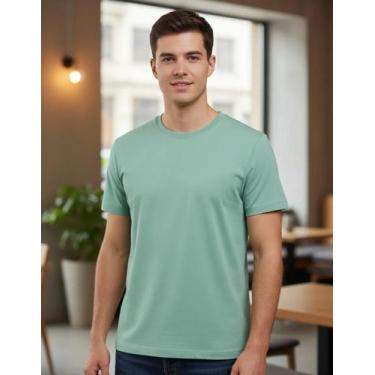 Imagem de Camiseta Masculina Básica 100% Algodão Zanca Modas, GG, Verde