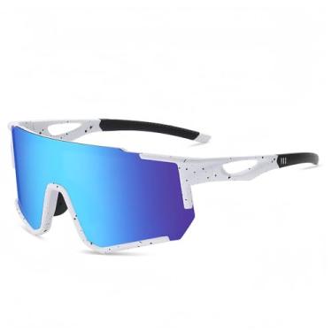 Imagem de Óculos de sol de ciclismo polarizados para homens e mulheres, óculos esportivos para mountain bike, dirigir, pesca, proteção UV400, Branco, azul