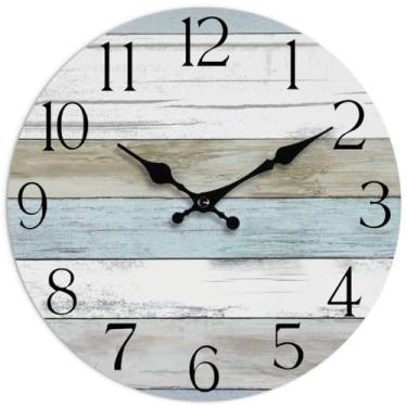 Imagem de HYLANDA Relógio de parede azul marrom de 40,6 cm