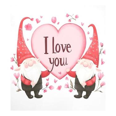 Imagem de Qilmy Capa de ímã de máquina de lavar louça de gnomo fofo dia dos namorados 58 x 66 cm capas decorativas de geladeira para porta frontal adesivo de folha magnética máquina de lavar louça painel