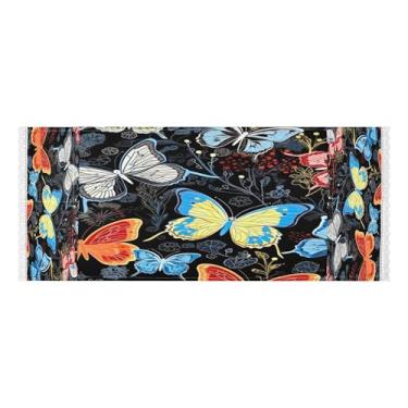 Imagem de Wassud Capas de lavadora e secadora de borboletas e flores, protetor de lavadora com sacos de armazenamento, capa de geladeira à prova de poeira com bolsos para lavanderia doméstica, cozinha, 120 x 55