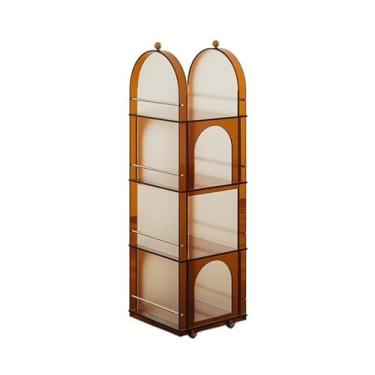 Imagem de Suporte para armazenamento de CDs Prateleira vertical móvel para CDs, discos de vinil e revistas, em acrílico, com rodízios