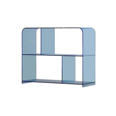 Imagem de Suporte para armazenamento de CDs Estante para discos de vinil em acrílico transparente, porta-revistas e mesa lateral para sofá(Blue)