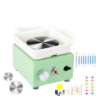 Imagem de Mini MáQuina De Roda De CerâMica,MáQuina De Roda De CerâMica EléTrica,Velocidade AjustáVel,Bacia RemovíVel E Ferramentas De Pincel Para Adultos,Iniciantes E Professores