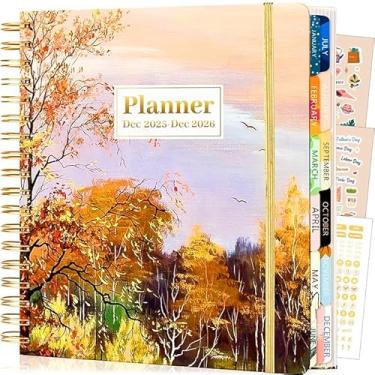 Imagem de FLYING EAGLE Agenda mensal semanal do calendário 2025-2026, 18 meses de julho de 2025 a dezembro de 2026, 21 x 23 cm, abas mensais, fecho elástico, adesivos, floresta