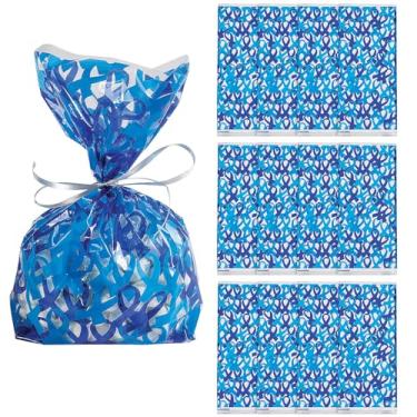 Imagem de Fun Express Sacos de celofane de conscientização de fita azul de 12,7 cm x 29 cm - 12 peças