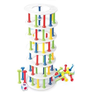 Imagem de Jogo Derruba Torre de Madeira - Jogo de Tabuleiro Familiar com 54 Blocos para Desenvolver Habilidade, Equilíbrio e Coordenação Motora - Diversão Garantida para Crianças e Adultos