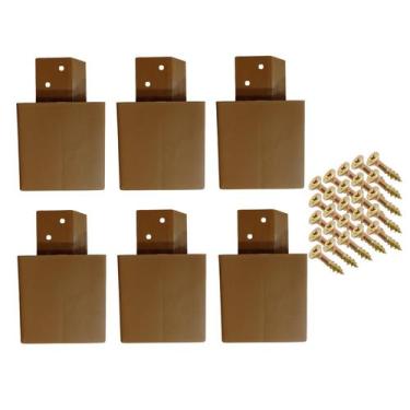 Imagem de Kit 5/6 Pés p/ Guarda Roupas Cômodas C/ Parafusos Marrom Fox - Zoe & C