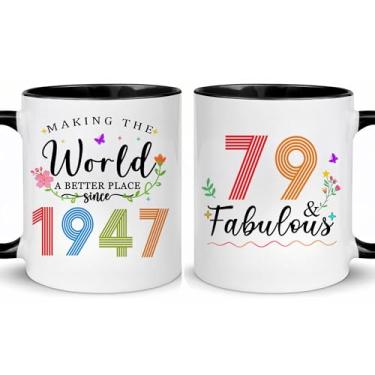 Imagem de Choinn 1947 Presentes de aniversário de 79 anos para mulheres e homens, presente de aniversário de 79 anos, caneca de café para mãe, pai, avó, vovô, ideias de presentes de aniversário de 79 anos, Dia
