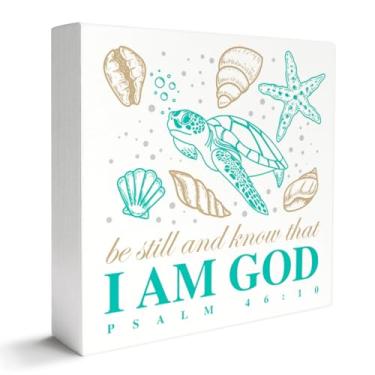 Imagem de Placa de decoração de mesa cristã, decoração religiosa para escritório em casa, versículo bíblico, decoração de mesa, presentes de batismo cristão para mulheres e homens, I'm God