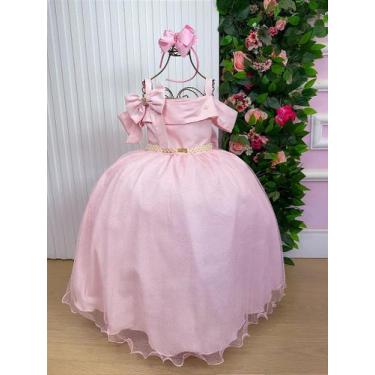 Imagem de Vestido Infantil Longo Rosa Bebê para Formatura com Tule e Glitter par