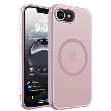 Imagem de DEERLAMN Capa magnética para iPhone 16e fosca, [compatível com MagSafe] [proteção contra quedas de grau militar] Capa protetora de telefone translúcida à prova de choque, rosa feminino