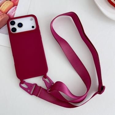 Imagem de Capa de silicone fosca com alça e colar transversal para iPhone 17 16 15 14 Pro Max 11 12 13 XR X XS 8 Plus SE