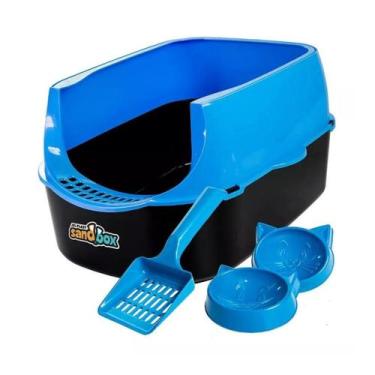 Imagem de Kit Caixa de Areia para Gatos Furba Alta Premium- Dogcompany , Azul