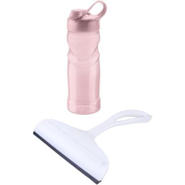 Imagem de Conjunto de 1 Rodo Plástico Multiuso Branco com Raspador 18cm + 1 Garrafa Squeeze Sport Fit 500 ML Rosa