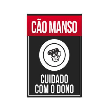 Imagem de Adesivo Cão Manso Sem Resina Placa (30x20 Cm) Preto Vermelho